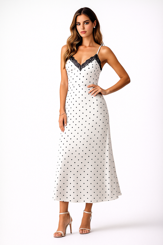 Polka Lace Elegance Maxi Dress