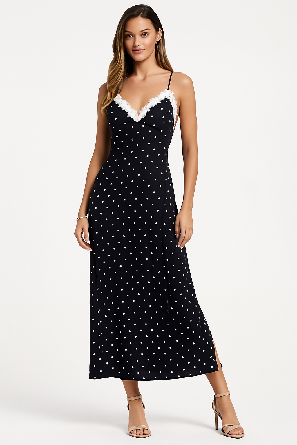 Polka Lace Elegance Maxi Dress