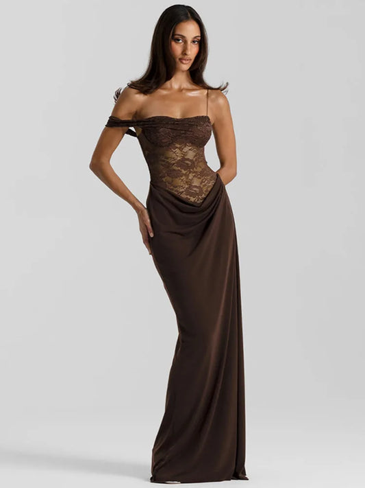 Caramel Drape Goddess Gown